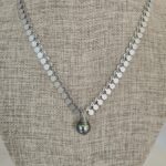 Pineapple" necklace with silver-plated steel chain and Tahiti pearl