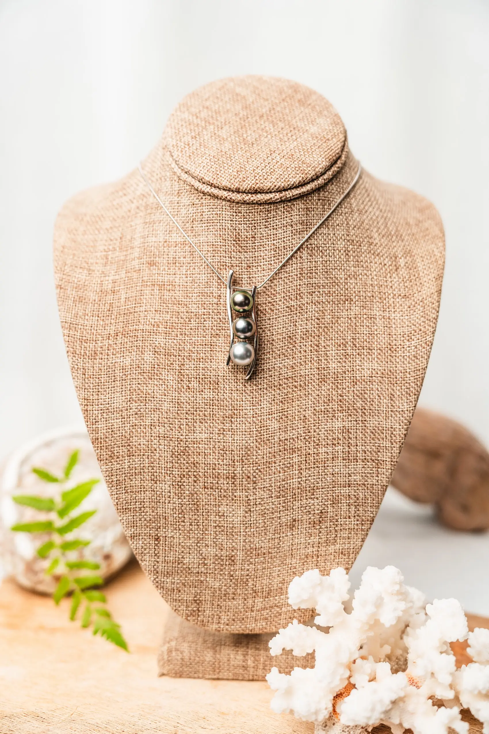 Colgante 3 perlas Rail plata