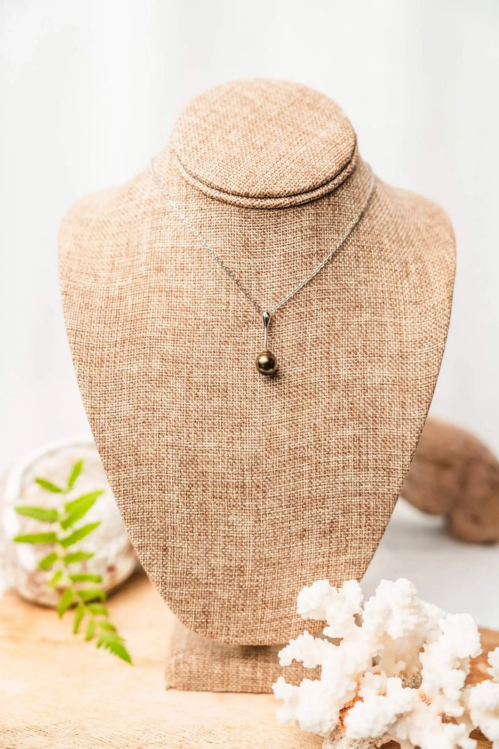 Pendant Tige Silver 925 Rhodium Zircon And Real Tahitian Pearl